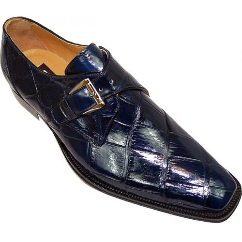 Mauri 514 Navy Genuine Genuine Alligator Monk Strap Shoes